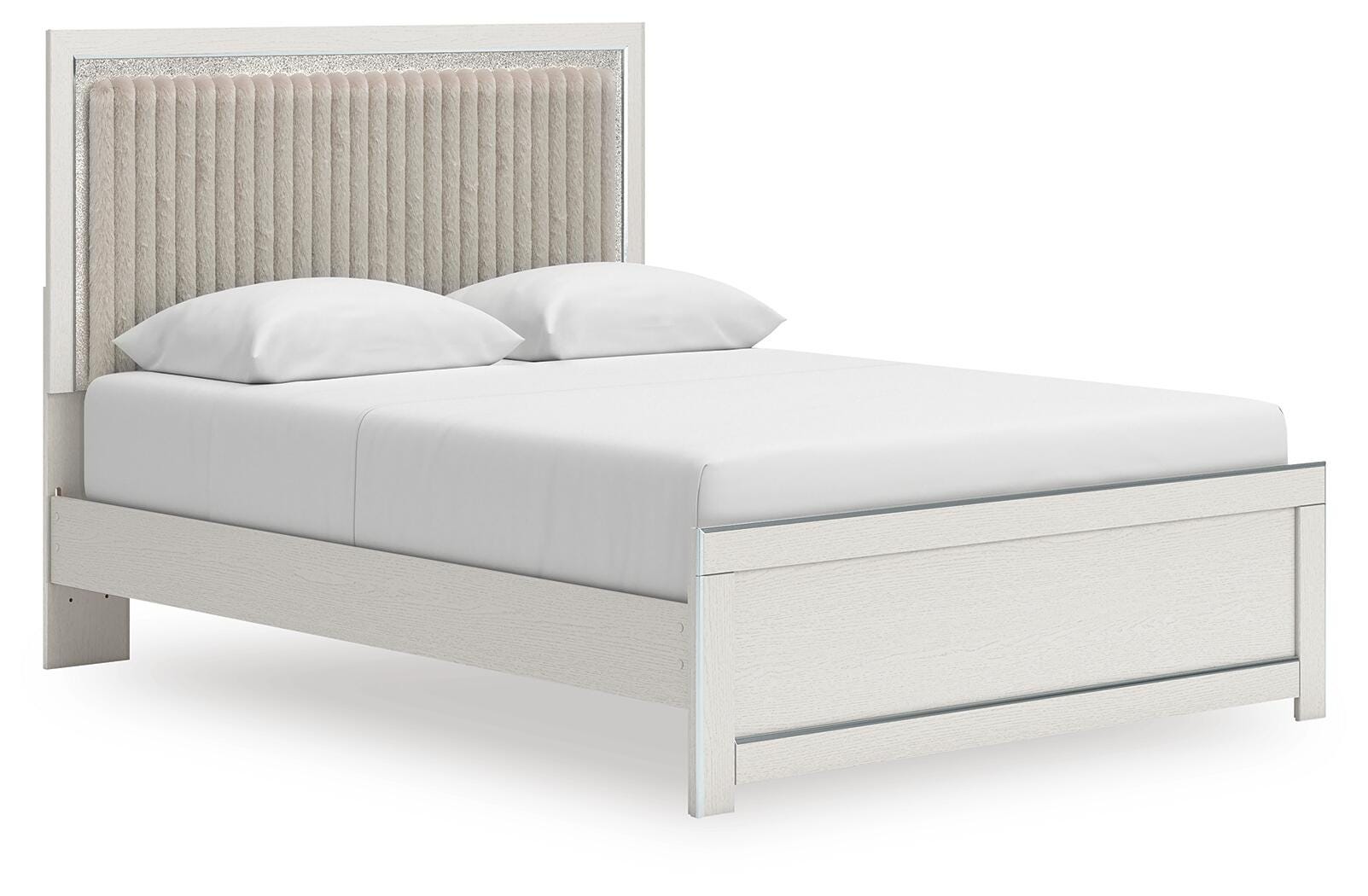 Zuraleus White Upholstered Panel Platform Platform Upholstered Bedroom Set 2 angled view
