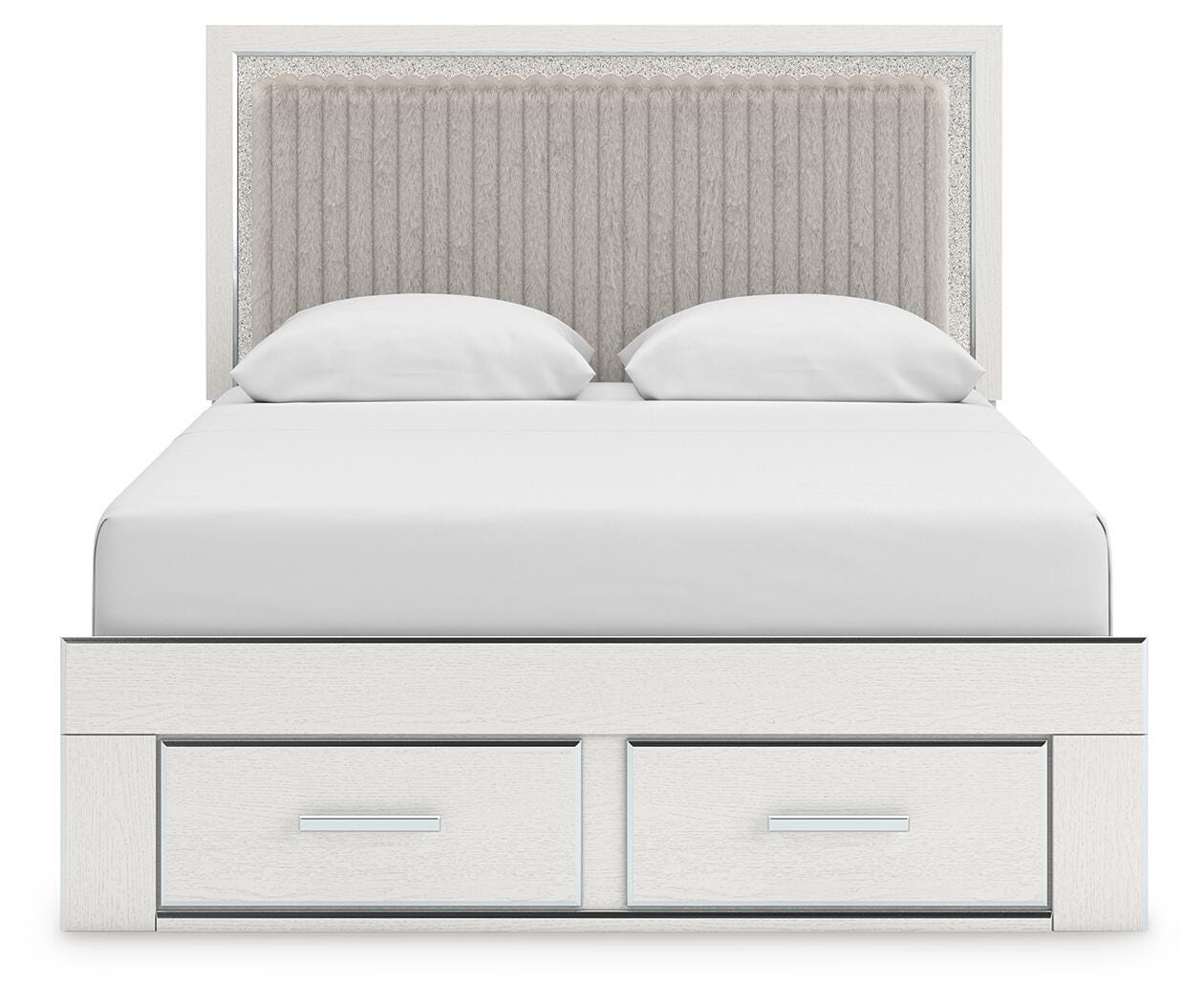 Zuraleus White Upholstered Panel Platform Storage Bedroom Set view 3