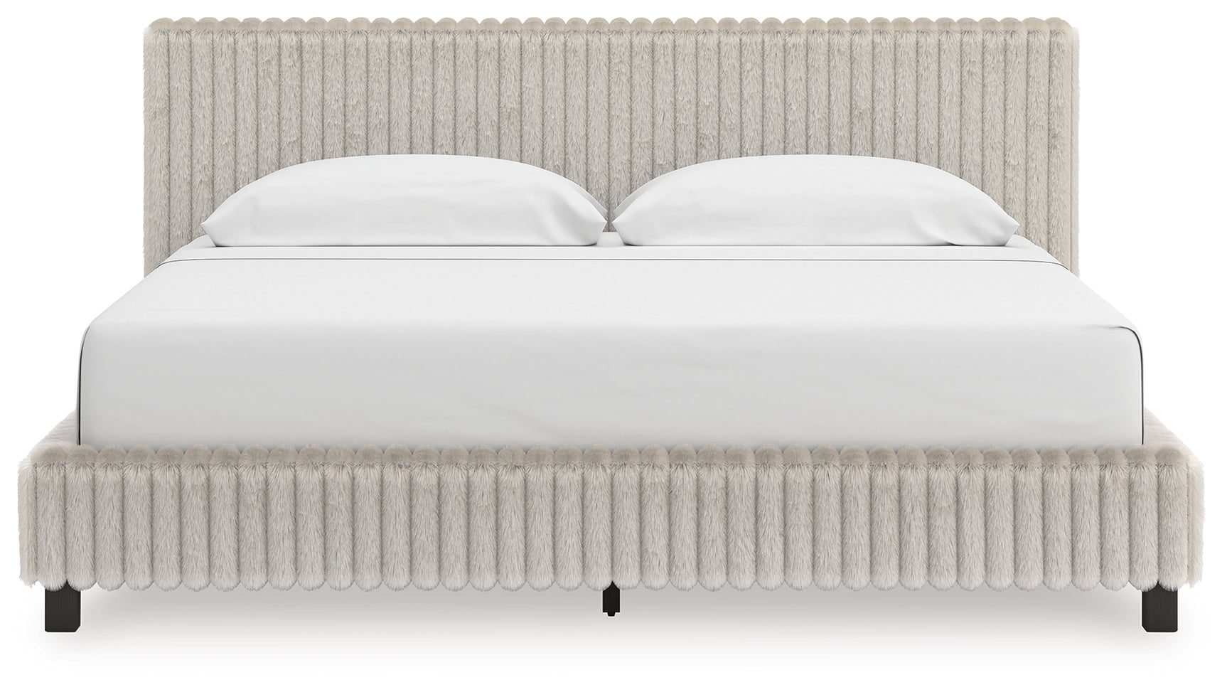 Zuraleus White King Upholstered Bed head-on front view