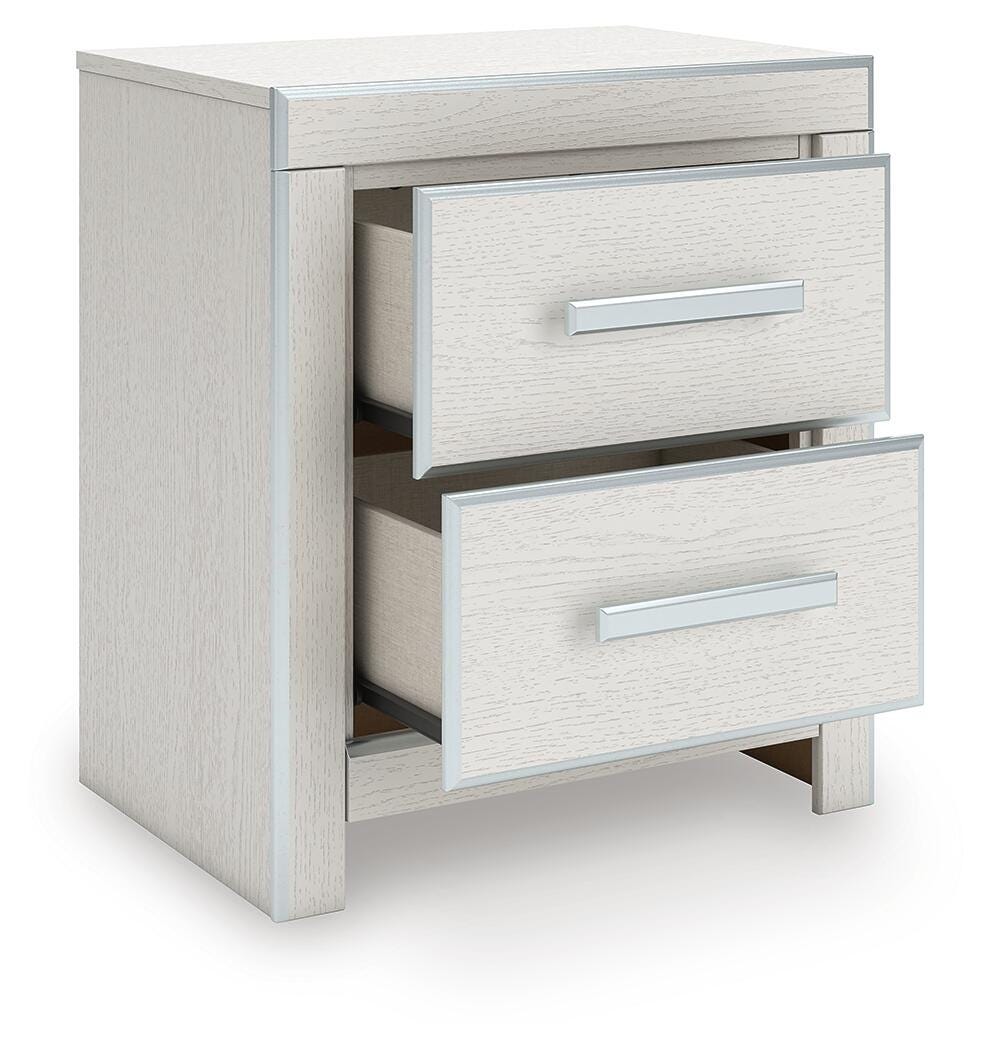 Zuraleus White Upholstered Panel Platform Platform Upholstered Bedroom Set 2 angled view