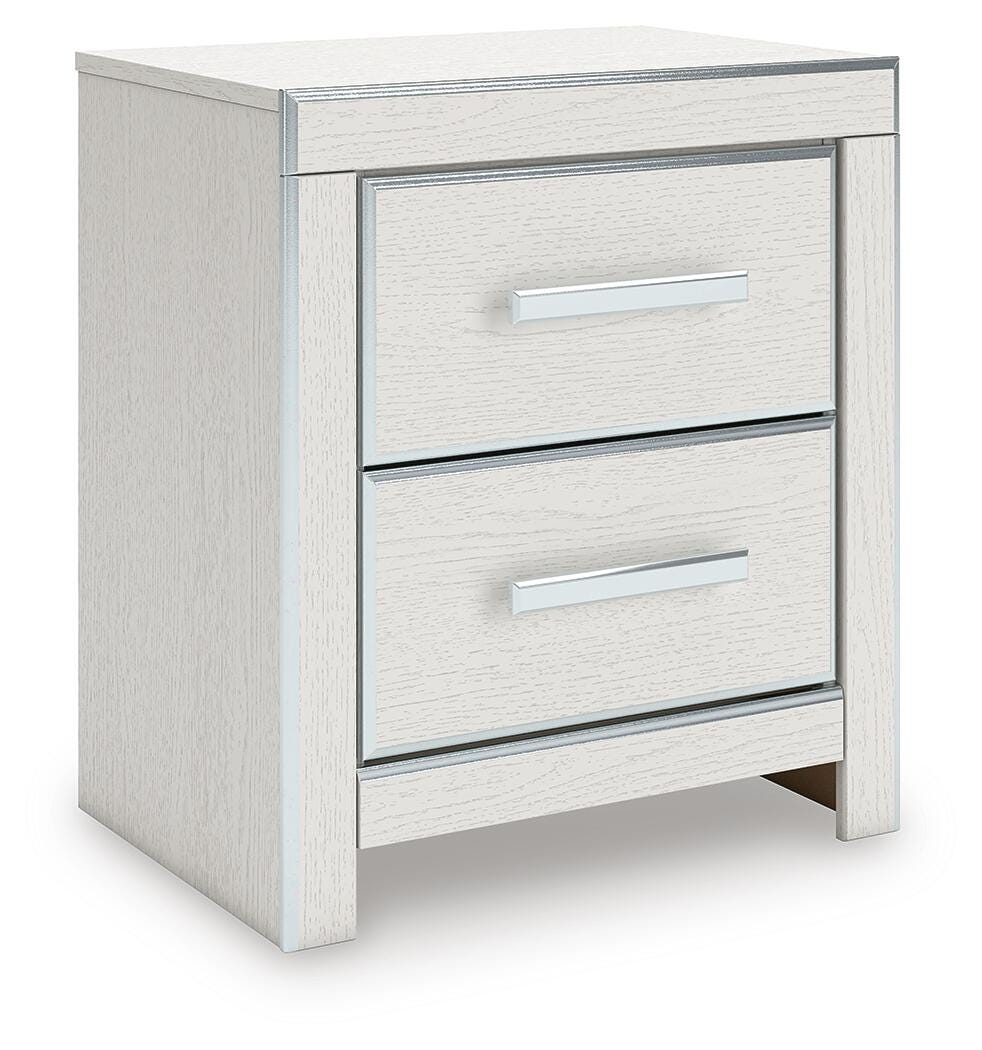 Zuraleus White Upholstered Panel Platform Platform Upholstered Bedroom Set 2 angled view