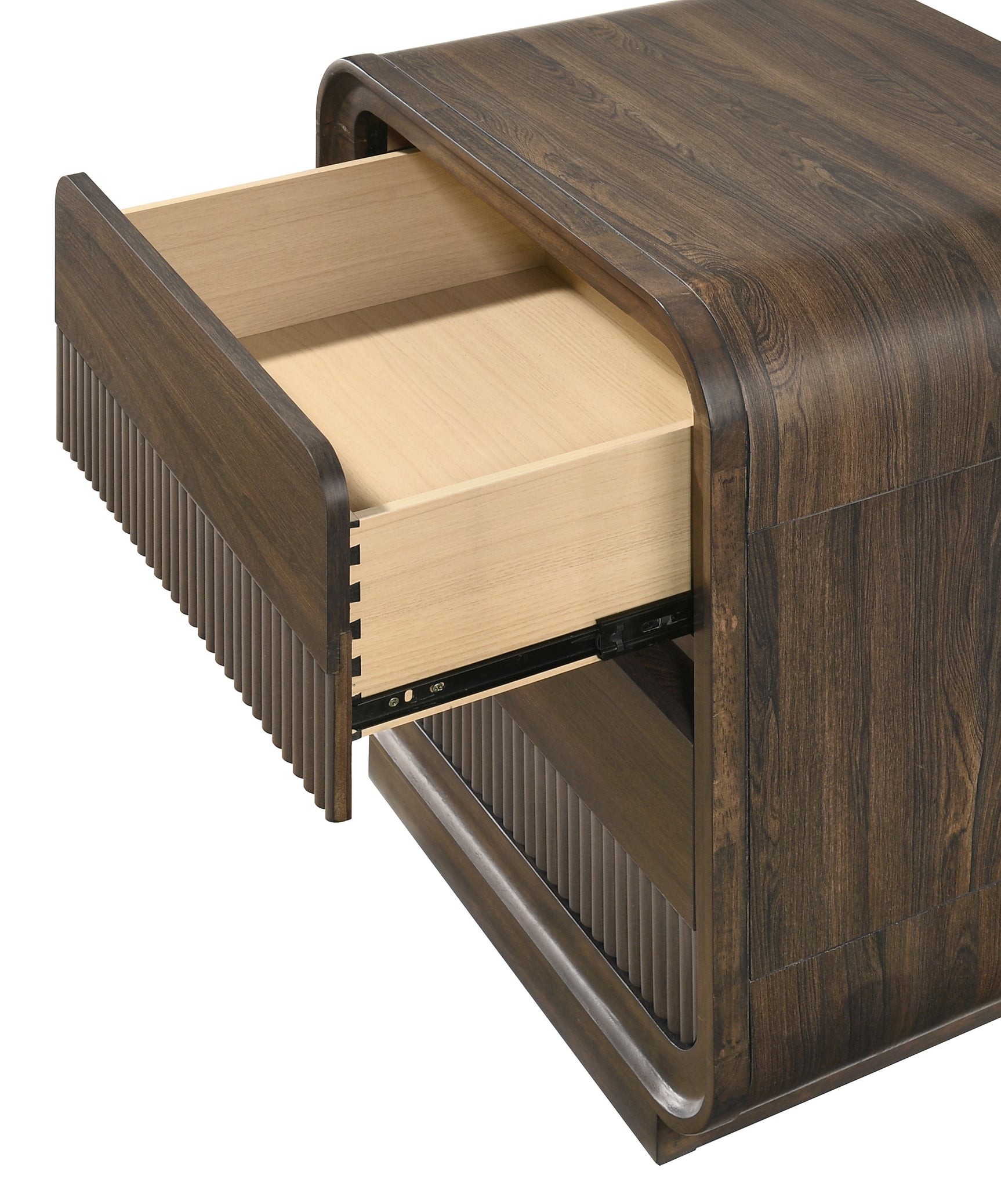 Kinkaid Gray Nightstand angled side view