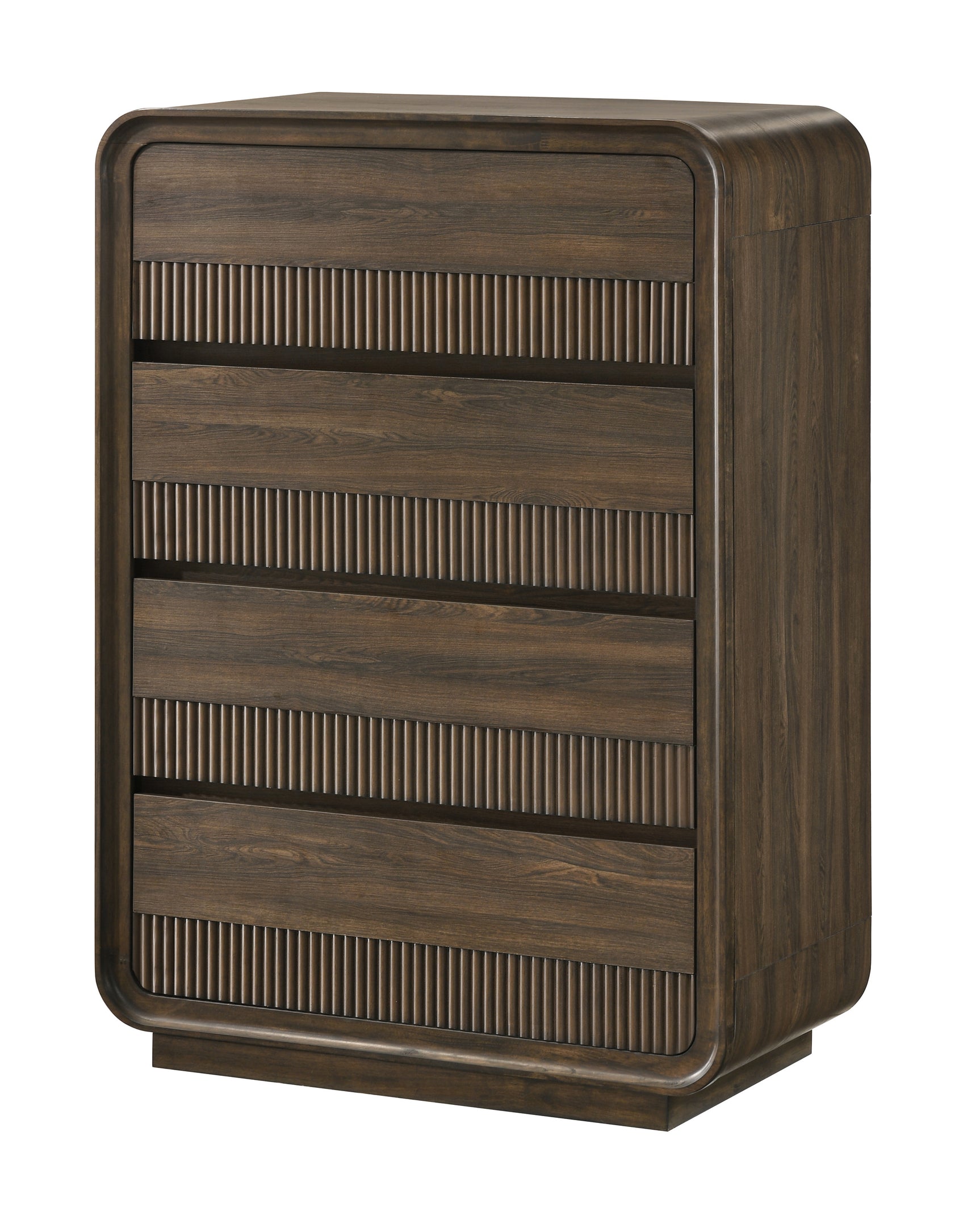 Kinkaid Gray Panel Bedroom Set dresser top with mirror reflection