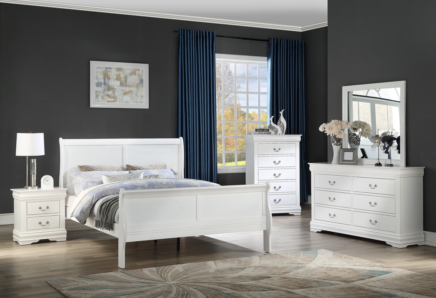 Louis Philip king bed version with white finish