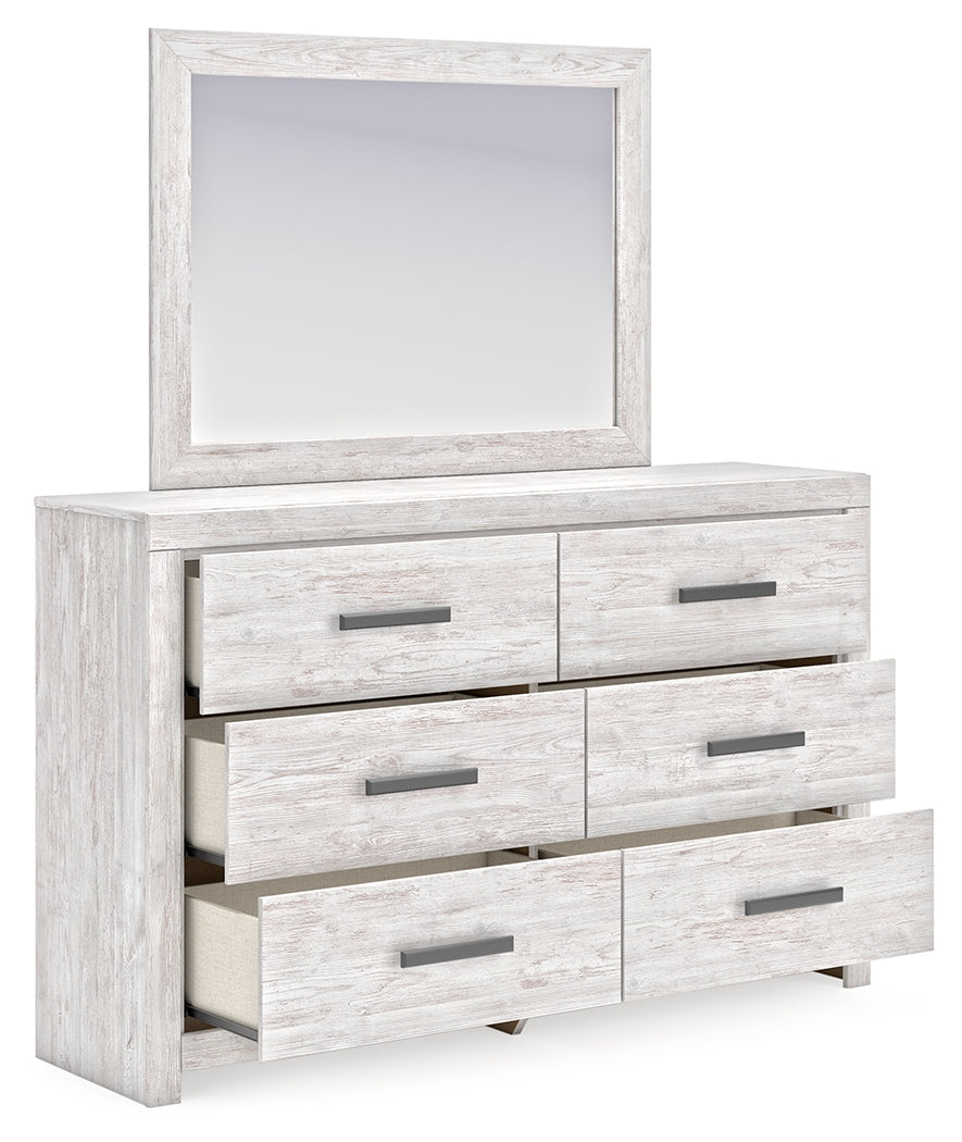 Cayboni dresser drawers open with black handles