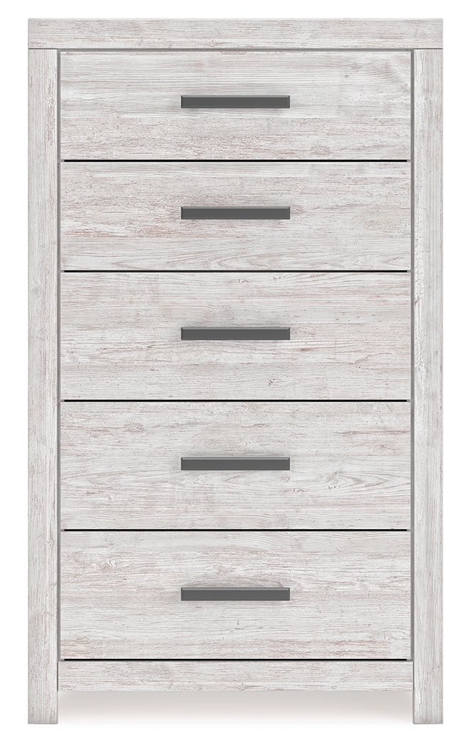 Cayboni Whitewash Chest of Drawers head-on view