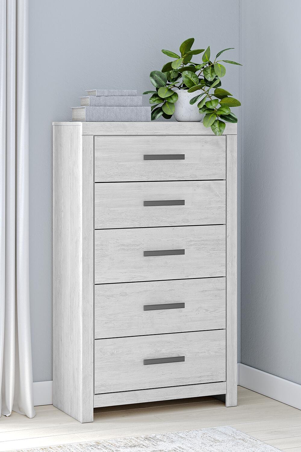 Cayboni Whitewash Panel Bedroom Set Queen 5: Bed, Dresser, Mirror, Chest, NightStand from Decor Furniture