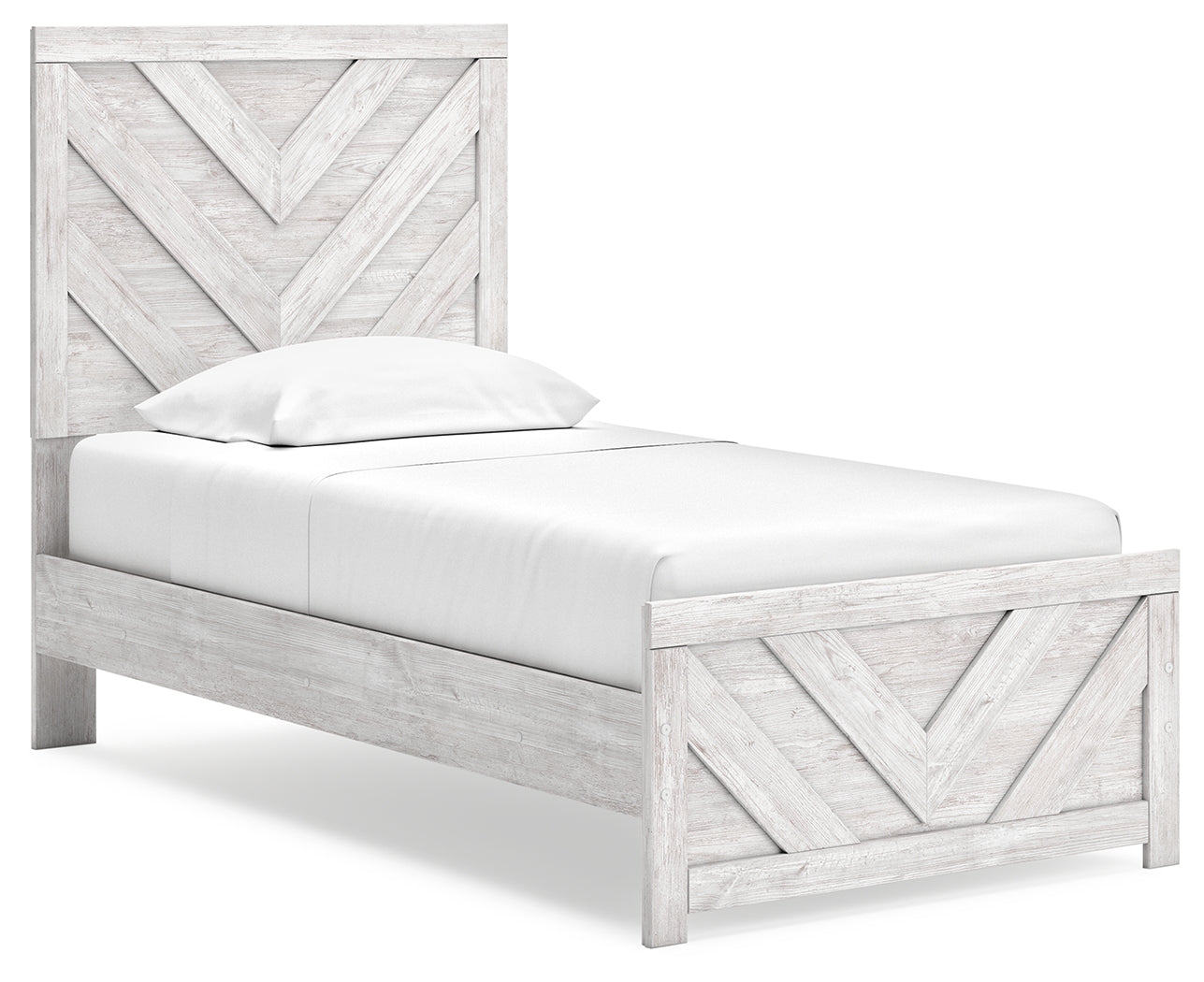 Cayboni Whitewash Twin Panel Bed angled view