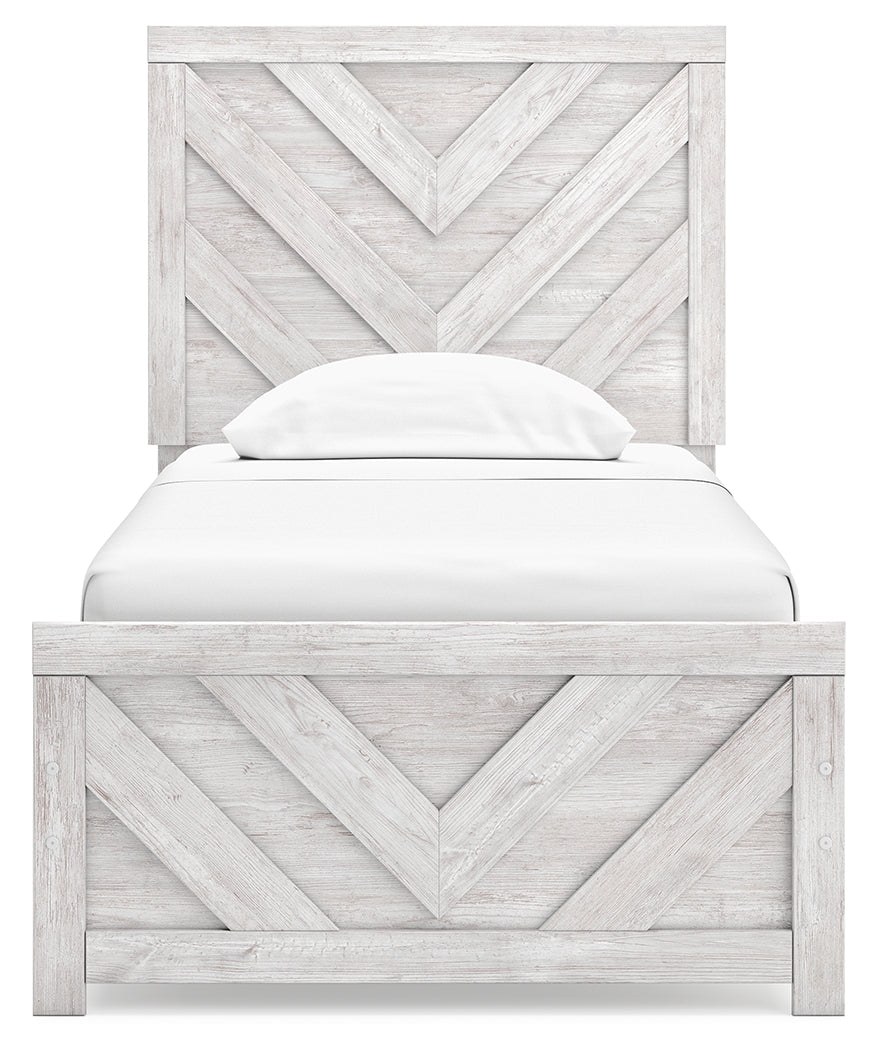 Cayboni Whitewash Twin Panel Bed head-on view