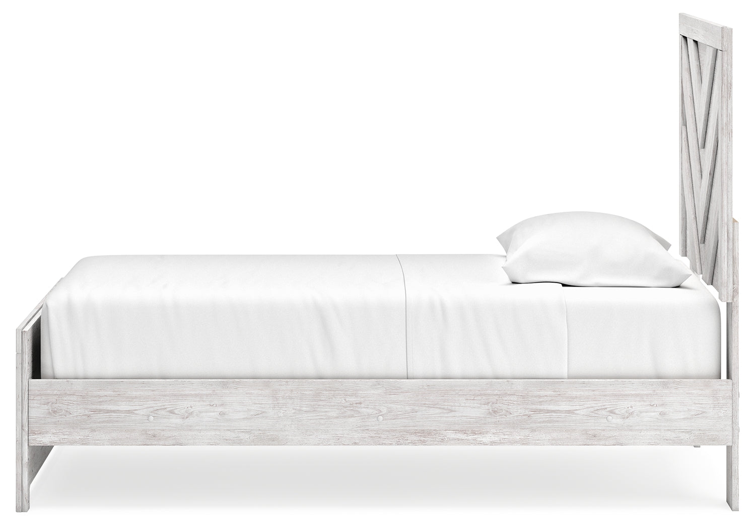 Cayboni Whitewash Twin Panel Bed side alternate view