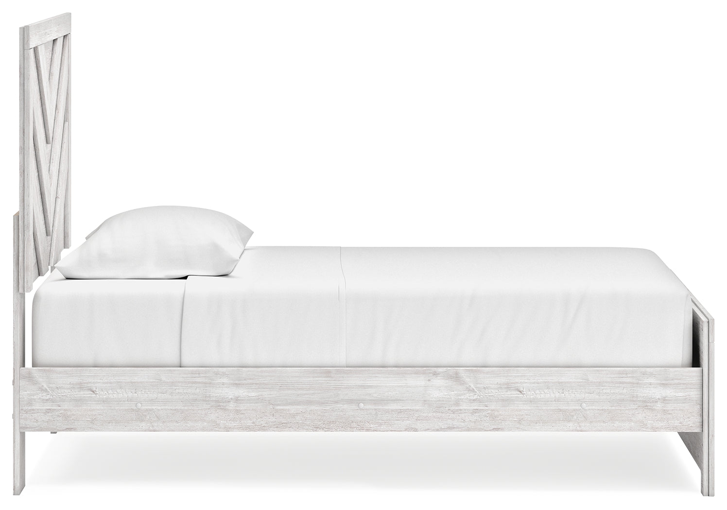 Cayboni Whitewash Twin Panel Bed side view