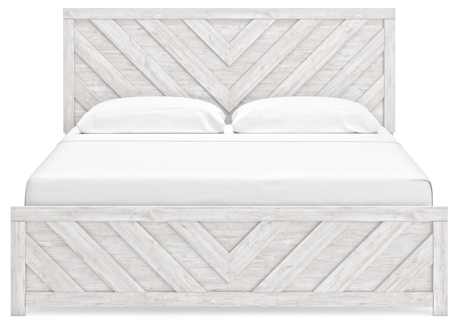Cayboni Whitewash King Panel Bed front view