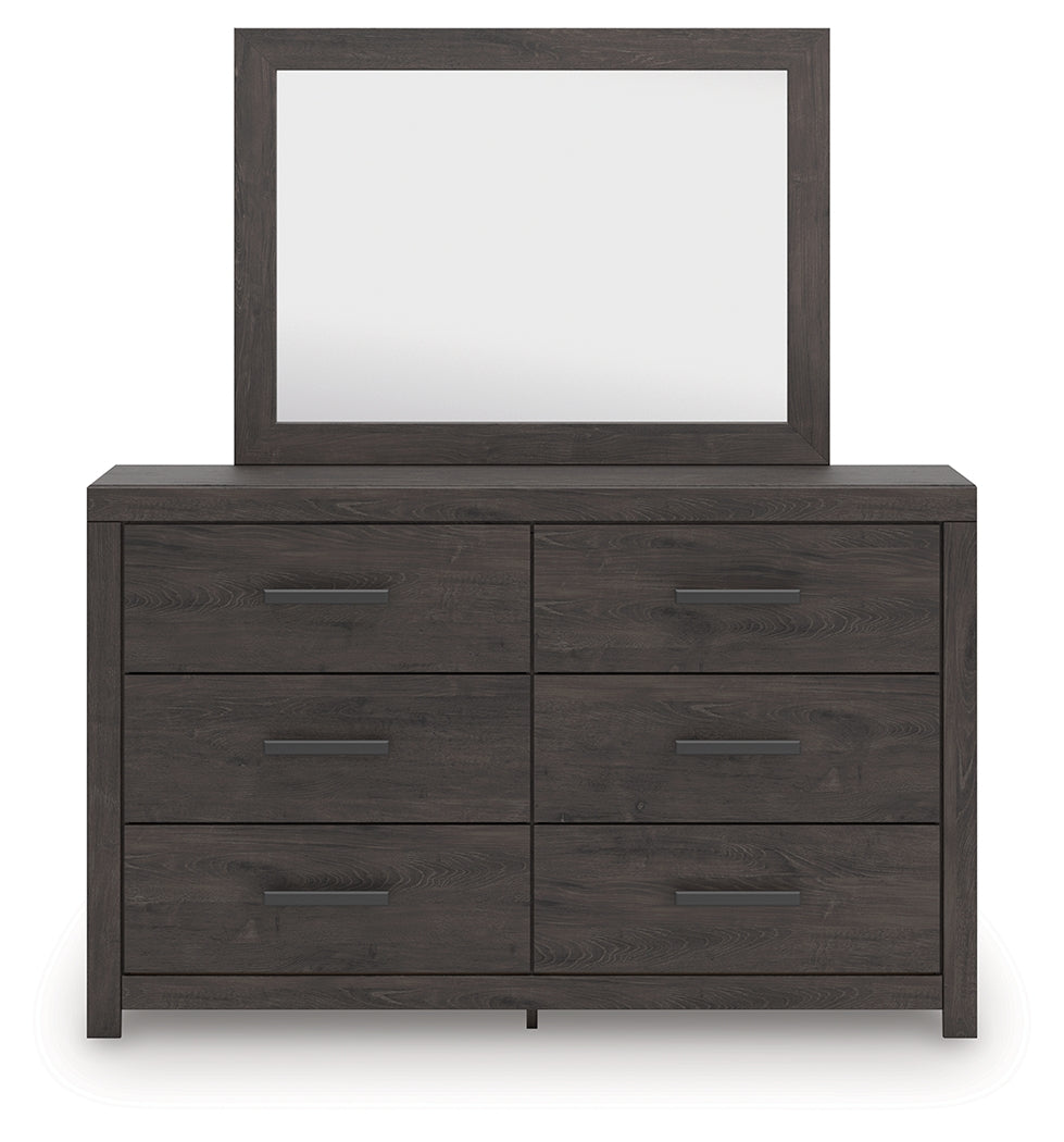 Prendonea dresser and mirror overall side view
