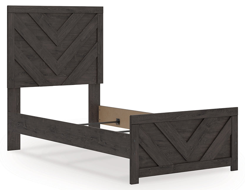 Prendonea Charcoal Twin Panel Bed close-up detail