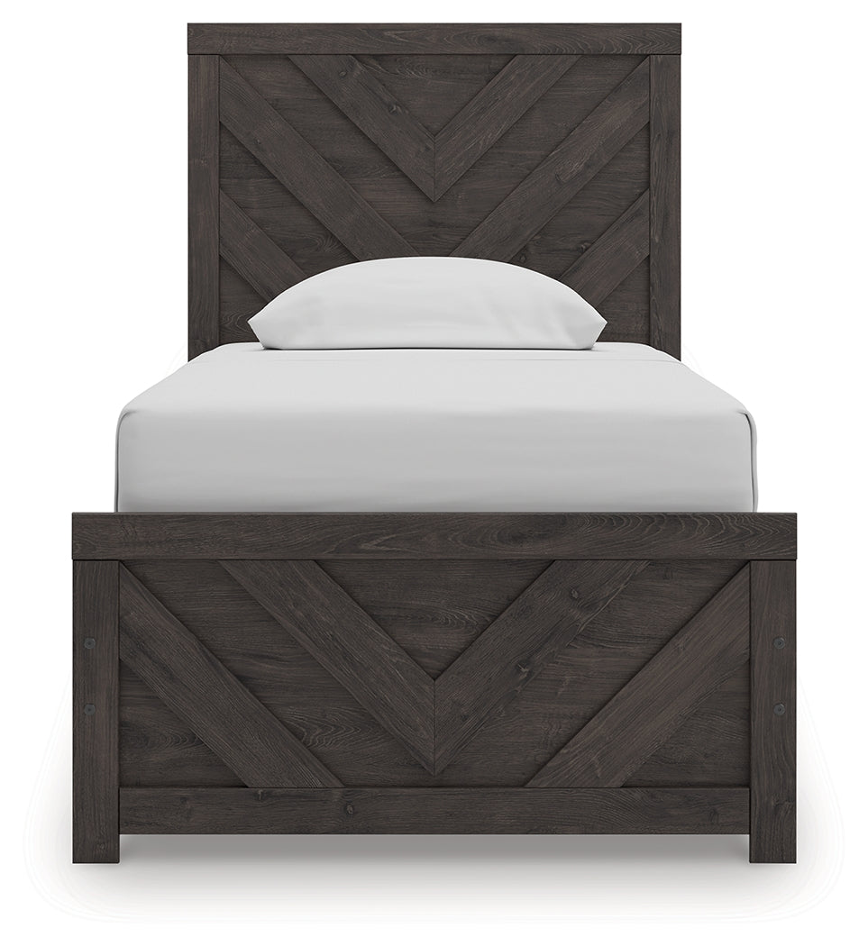 Prendonea Charcoal Twin Panel Bed headboard front