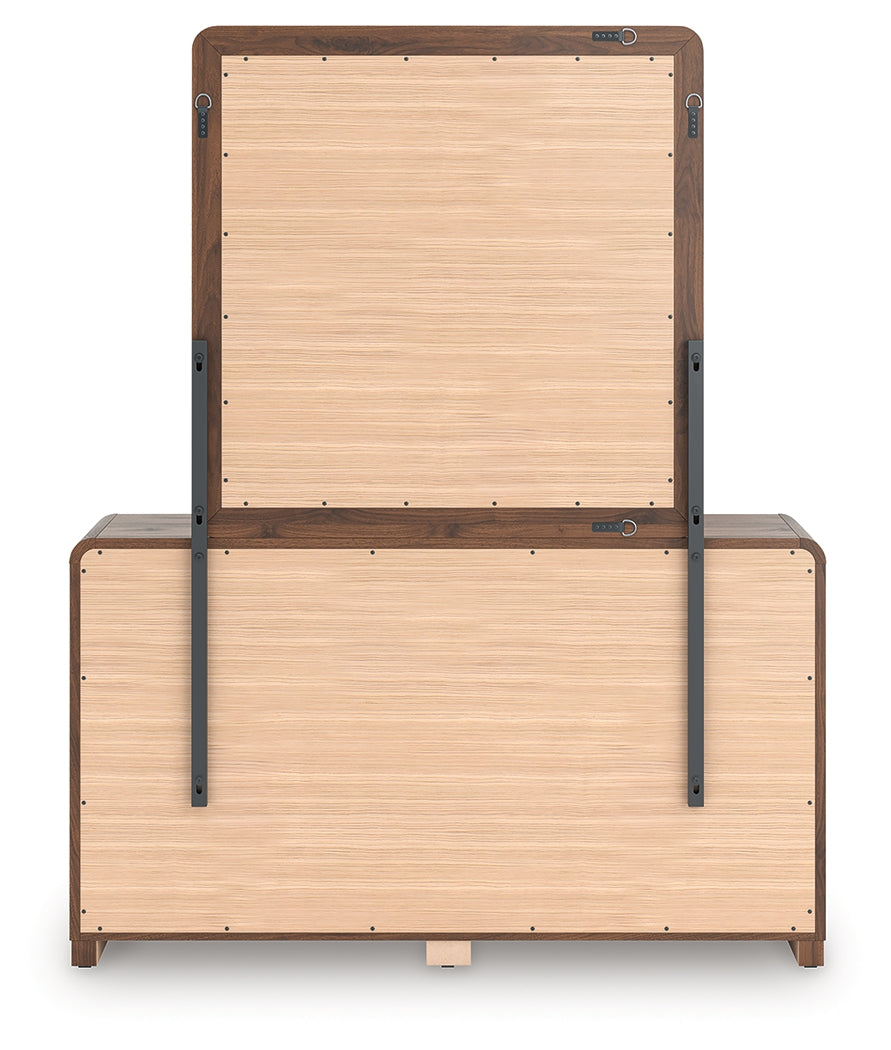 Back view of Fortlorn Walnut Brown Dresser