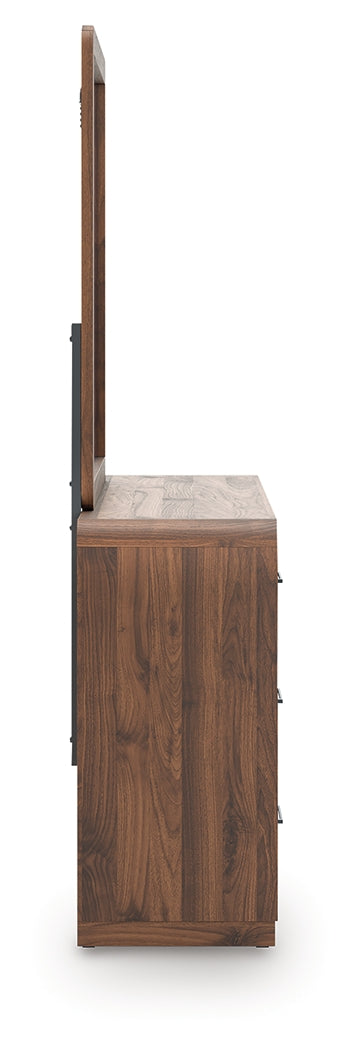 Side view of Fortlorn Walnut Brown Dresser