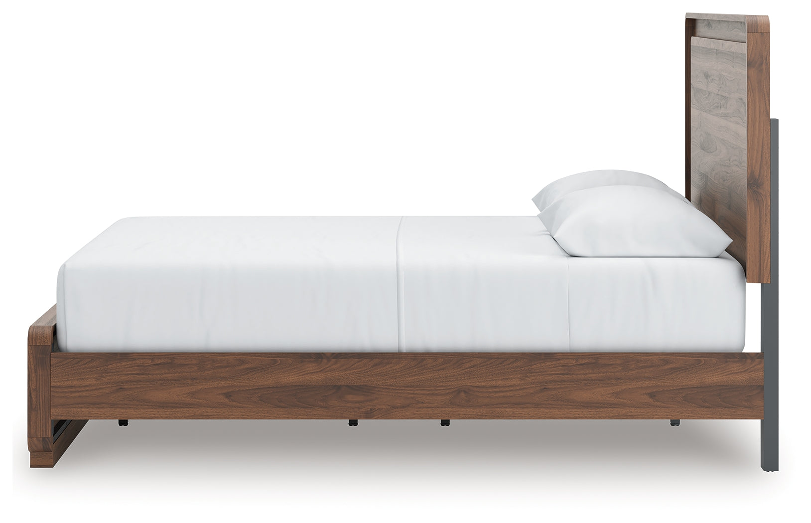 LED dimmer switch detail on Fortlorn queen bed headboard