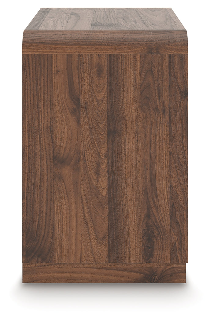 Side view of Fortlorn Walnut Brown Nightstand