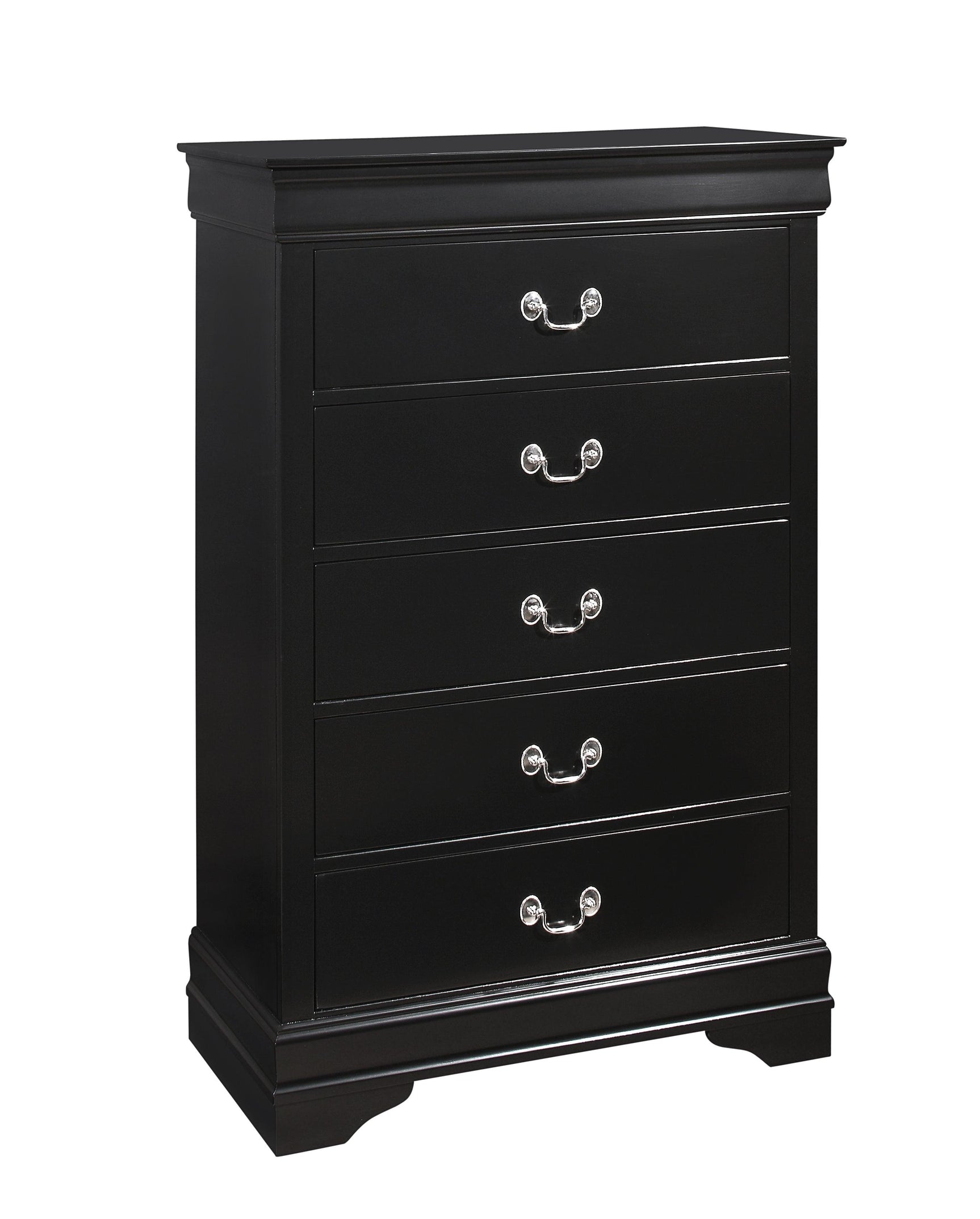 Louis Philip chest of drawers with black wood and pewter handles