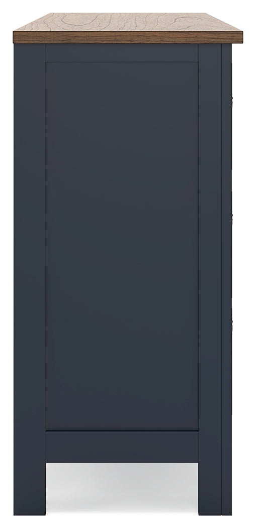 Top view showing two-tone finish of dresser