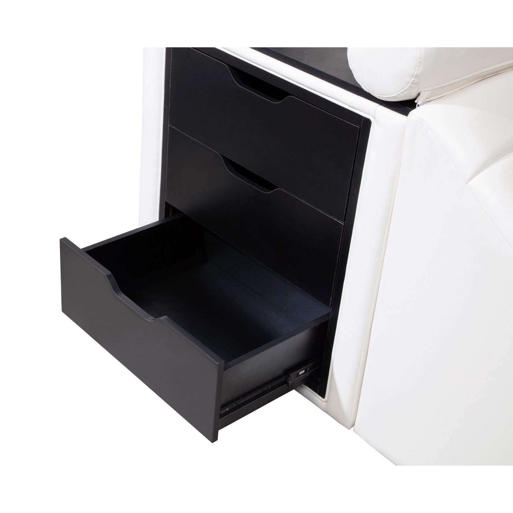 Drop-down table with cup holders on bed side
