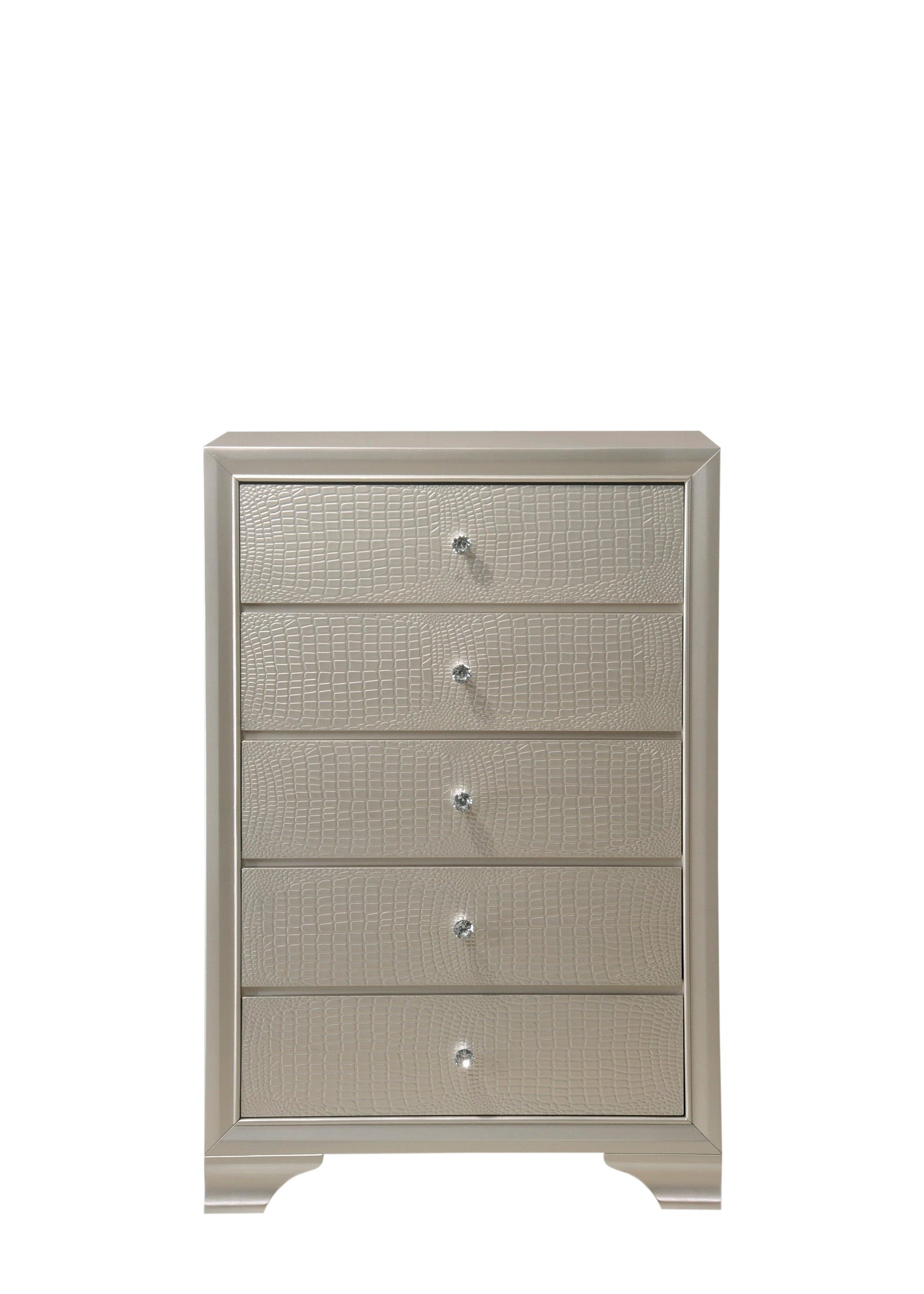 Lyssa Champagne LED Faux Leather Tufted Twin Bed front view