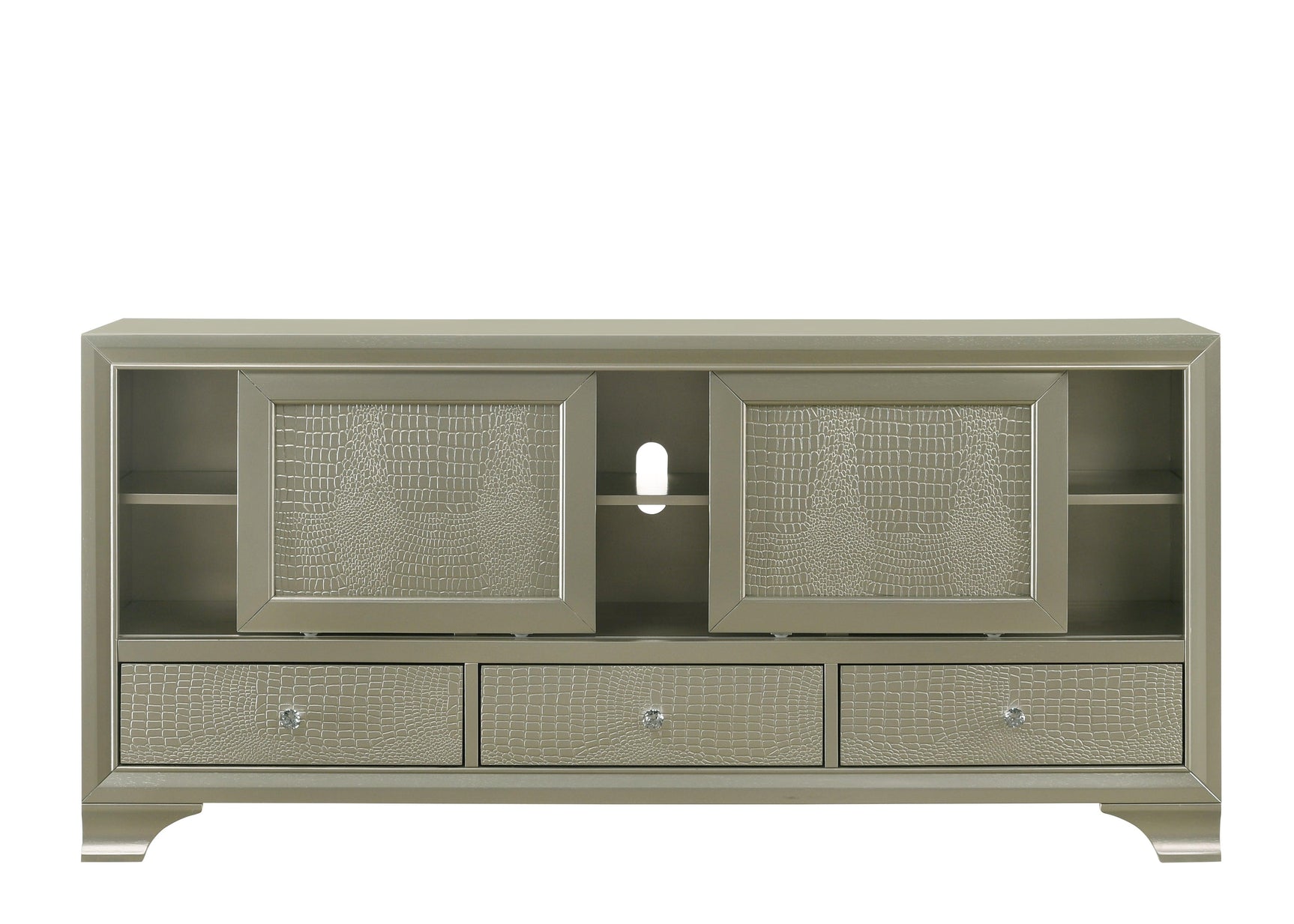 Lyssa Champagne LED Faux Leather Tufted Twin Bed front view