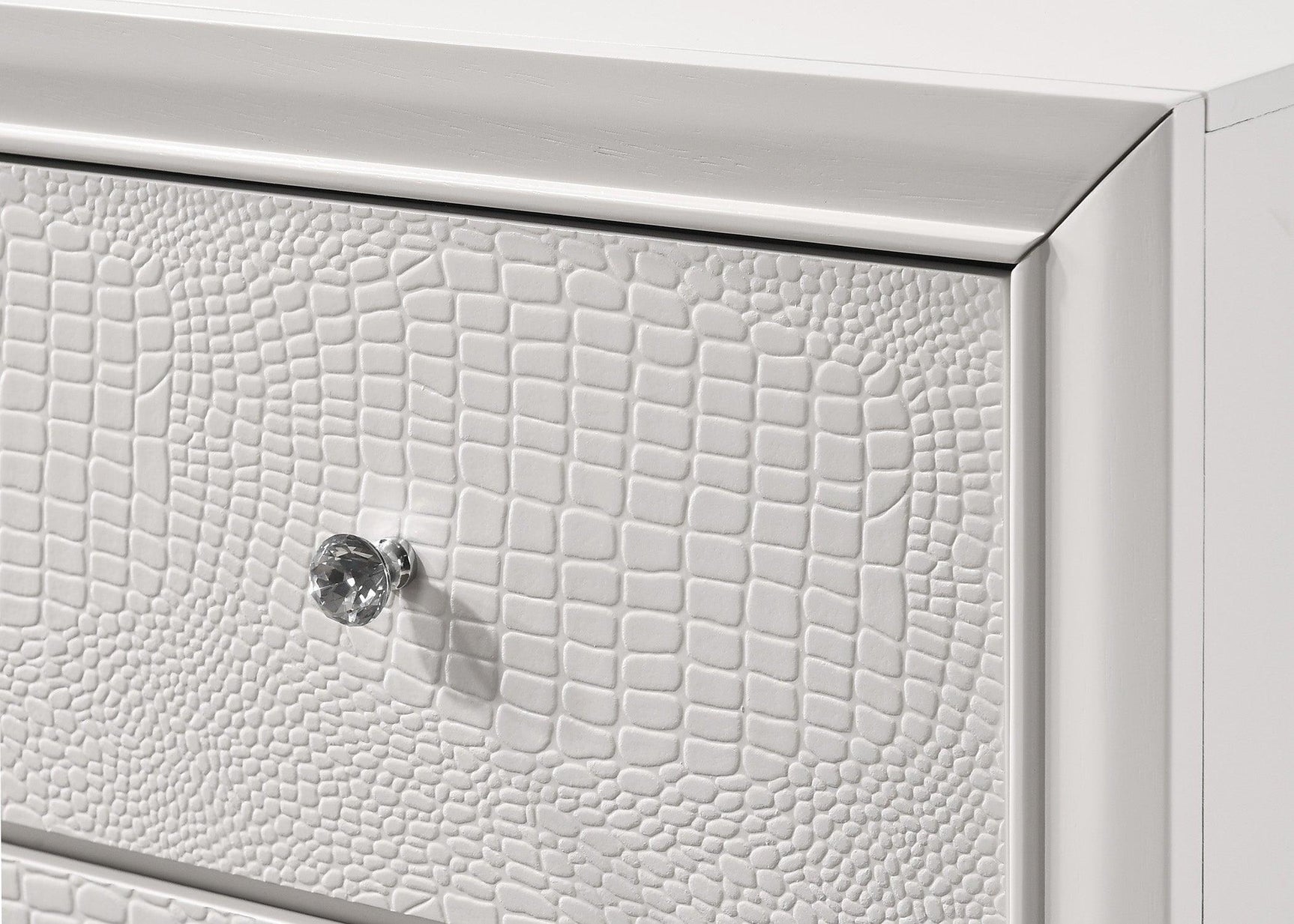Lyssa Frost nightstand matching the twin bed with frosted finish and center glide drawer