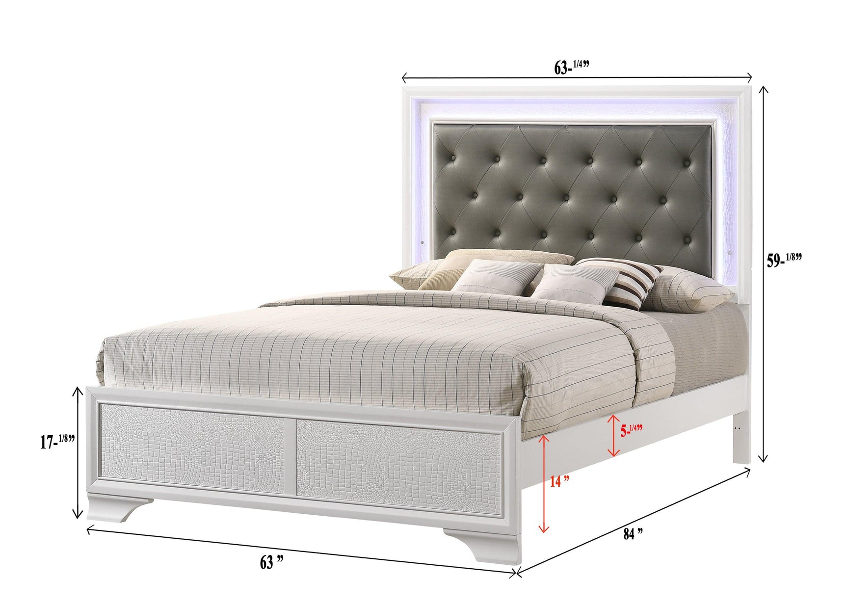 Lyssa Frost 5-Drawer Chest with Nickel Knobs front view