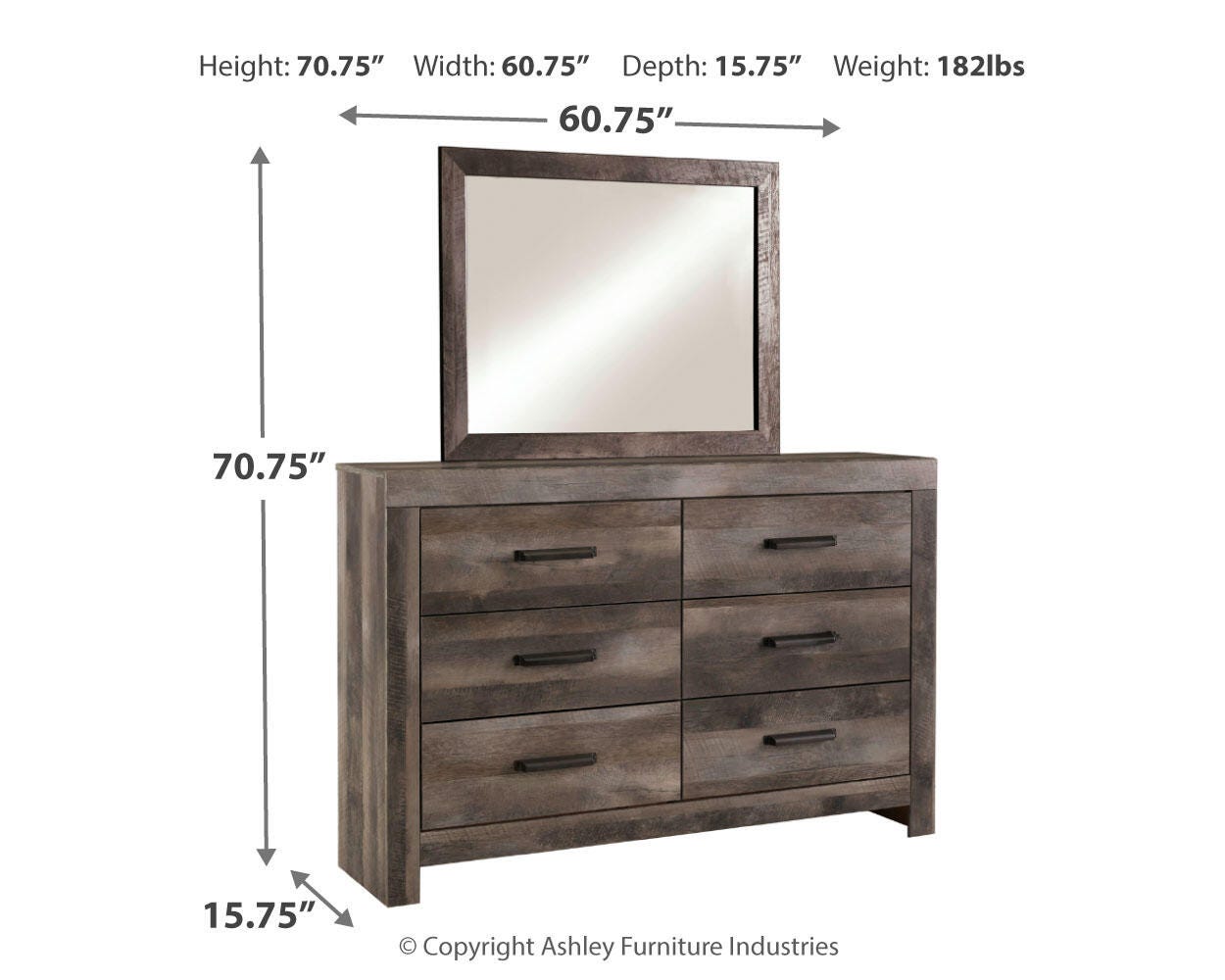 Wynnlow Gray Panel Bedroom Set dimension view