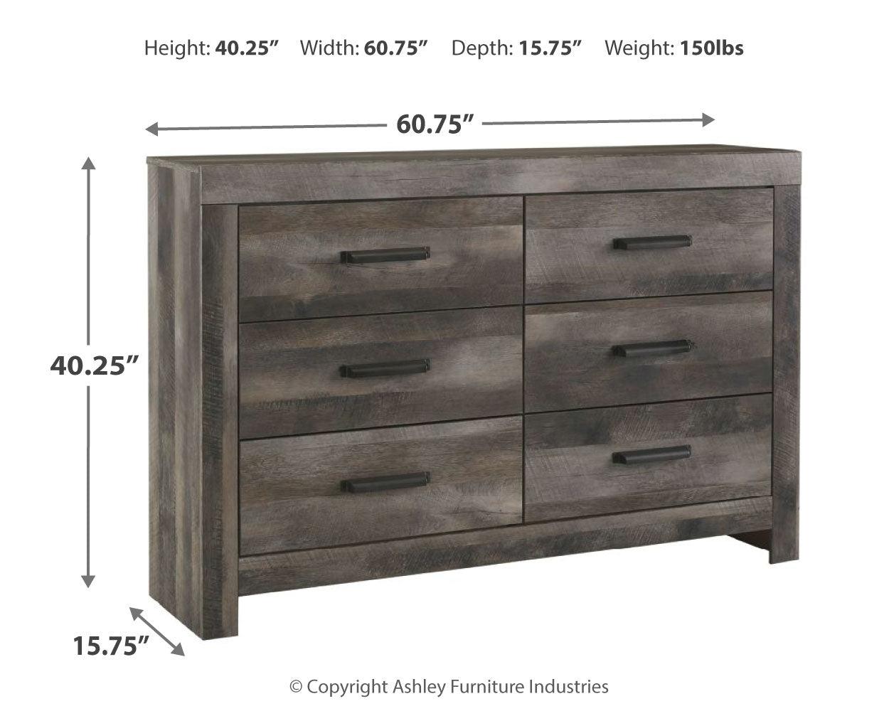 Dimension diagram of Wynnlow Gray Dresser