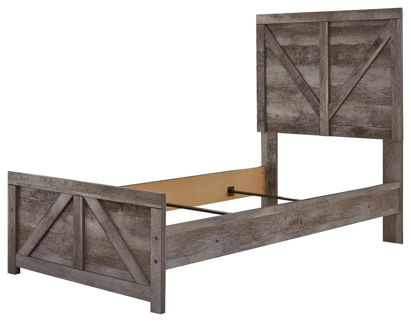 Wynnlow Gray Twin Crossbuck footboard detail