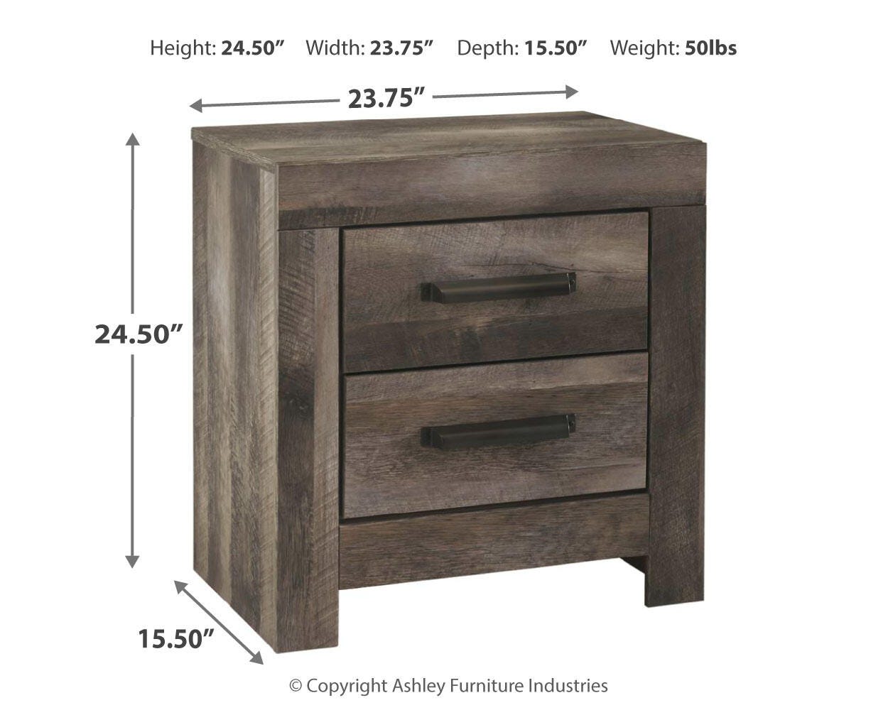 Wynnlow Gray Panel Bedroom Set dimension view