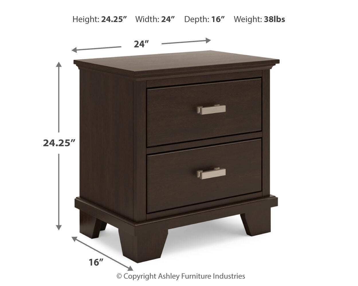 Covetown Dark Brown Panel Bedroom Set dimension view