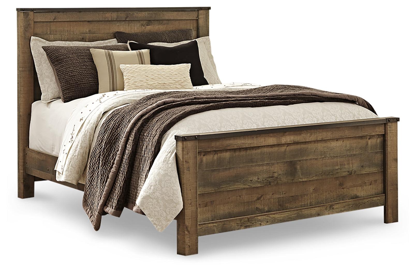 Trinell Brown Queen Panel Bed side detail