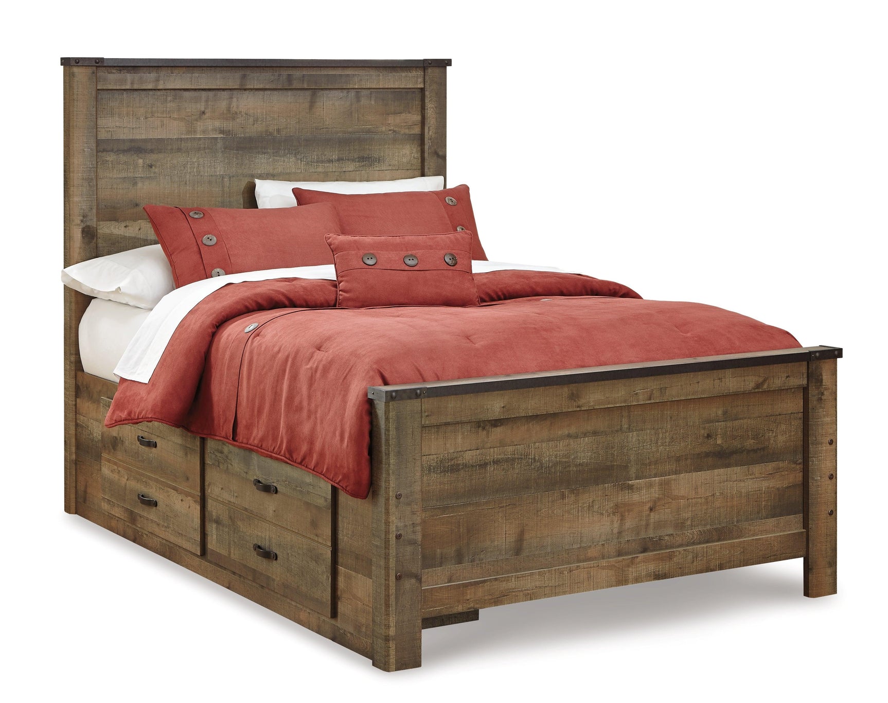 Close-up of nailhead accents on Trinell bed