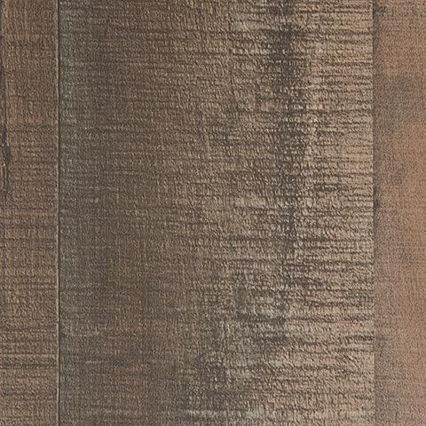 Close-up of rustic plank finish and metal banding details on Trinell Pier