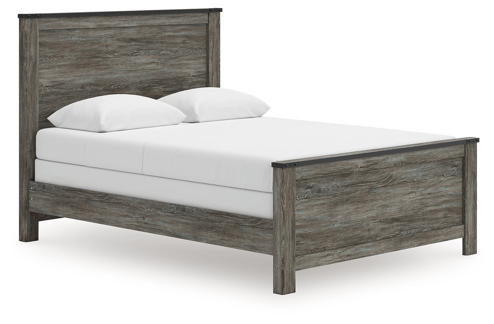 Close-up on headboard with nailhead accents