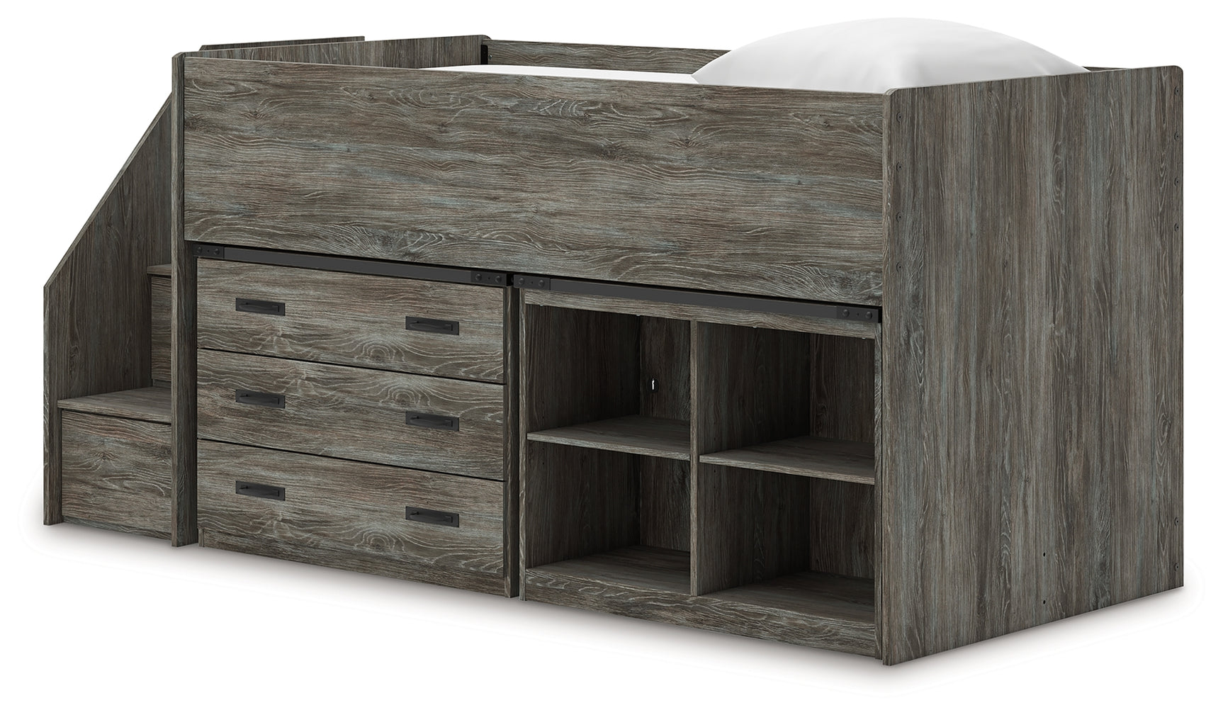 Frandern Gray Twin Loft Bed side alternate view
