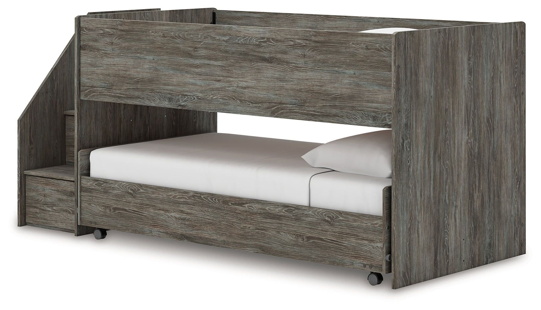 Frandern Loft Bed close-up on headboard and nailhead accents