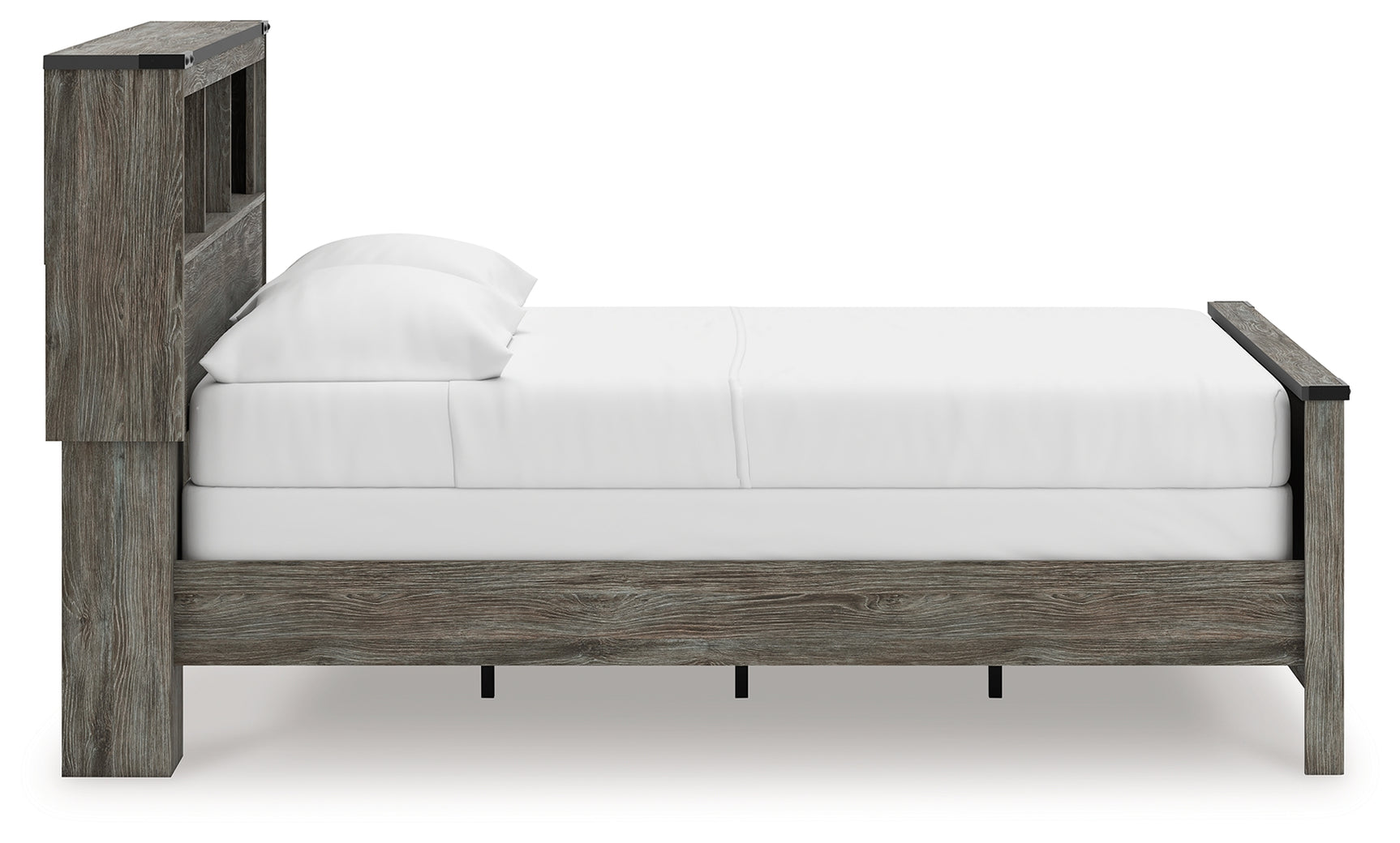 Side view of Frandern Full Bookcase Panel Bed