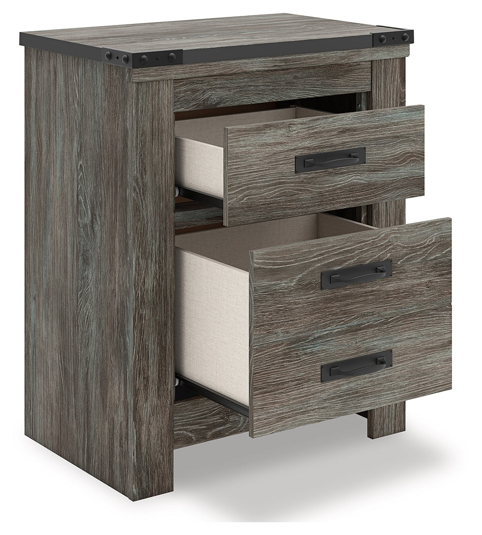 Frandern nightstand open drawer and shelf view