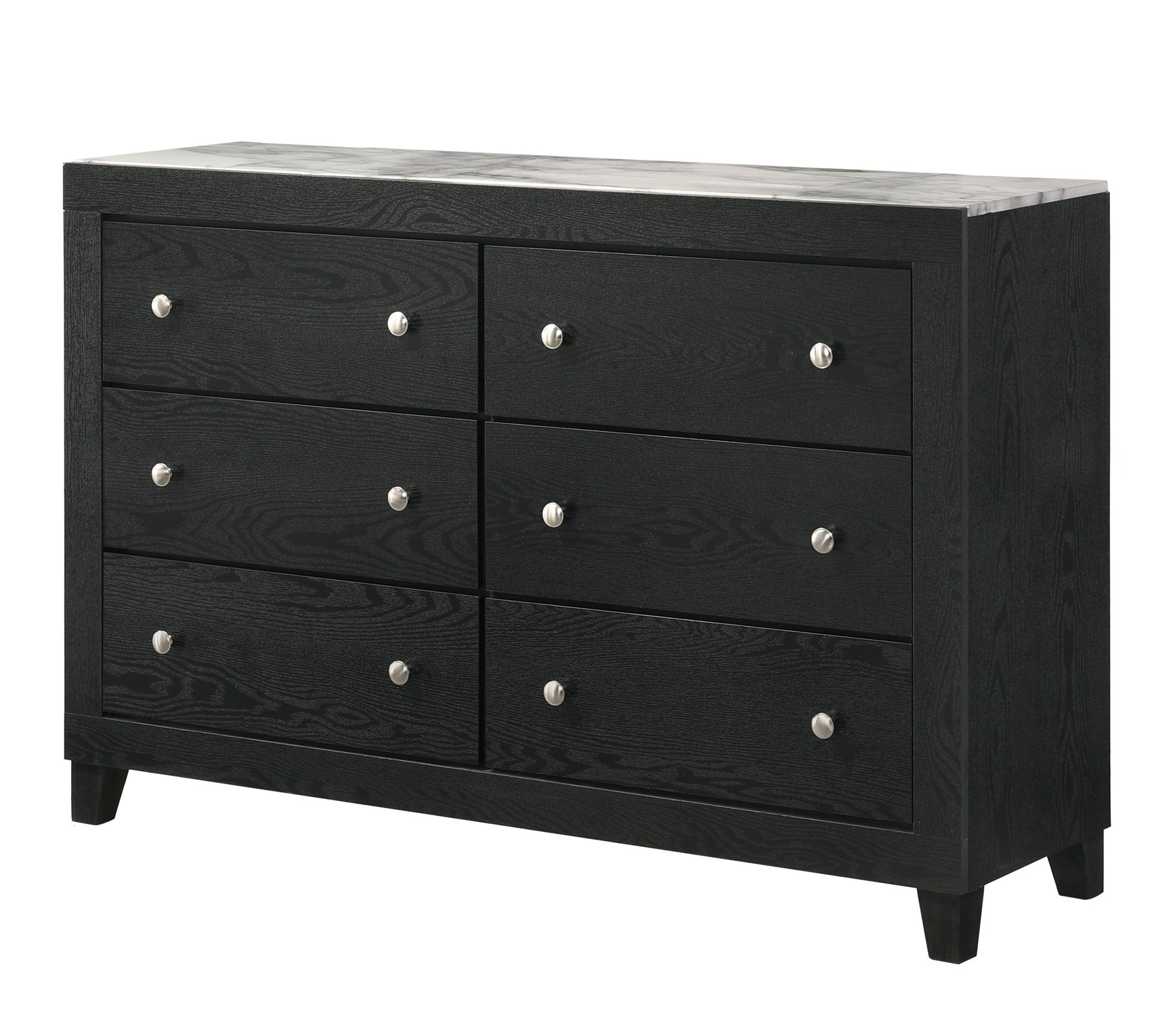 Bedroom view with dresser and mirror from Cadence Black Panel set
