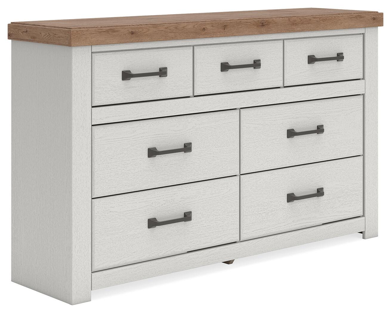 Savonport White/Brown Dresser angled view