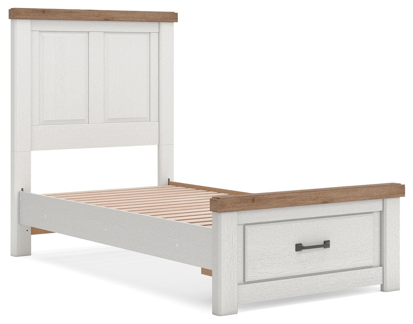 Savonport White/Brown Twin Panel Storage Bed angled view