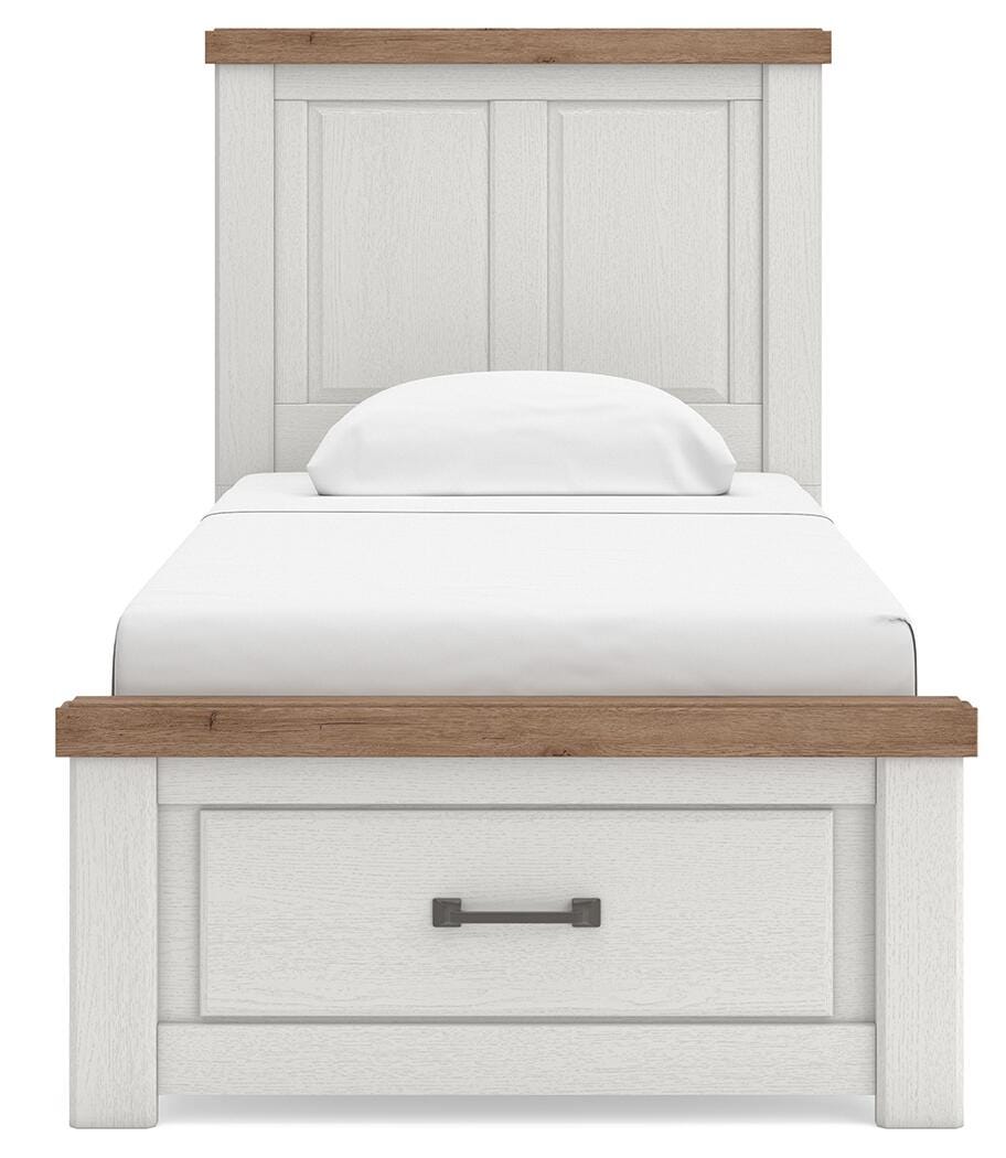 Savonport White/Brown Twin Panel Storage Bed view 5