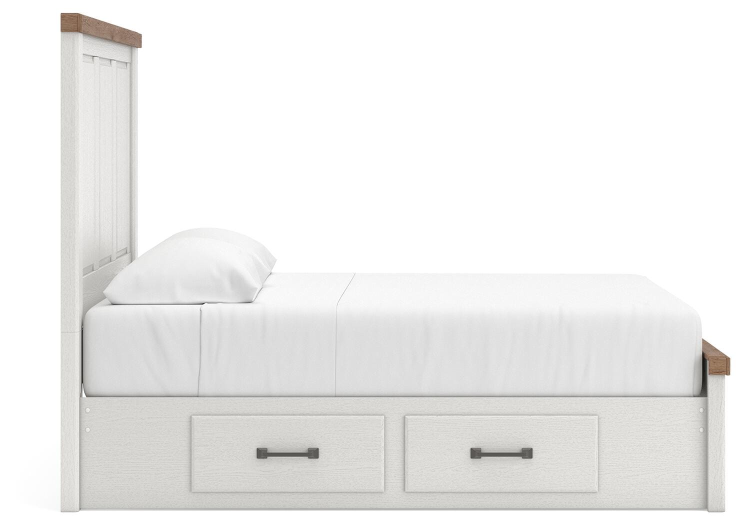 Savonport White/Brown Queen Panel Bed with Storage view 8