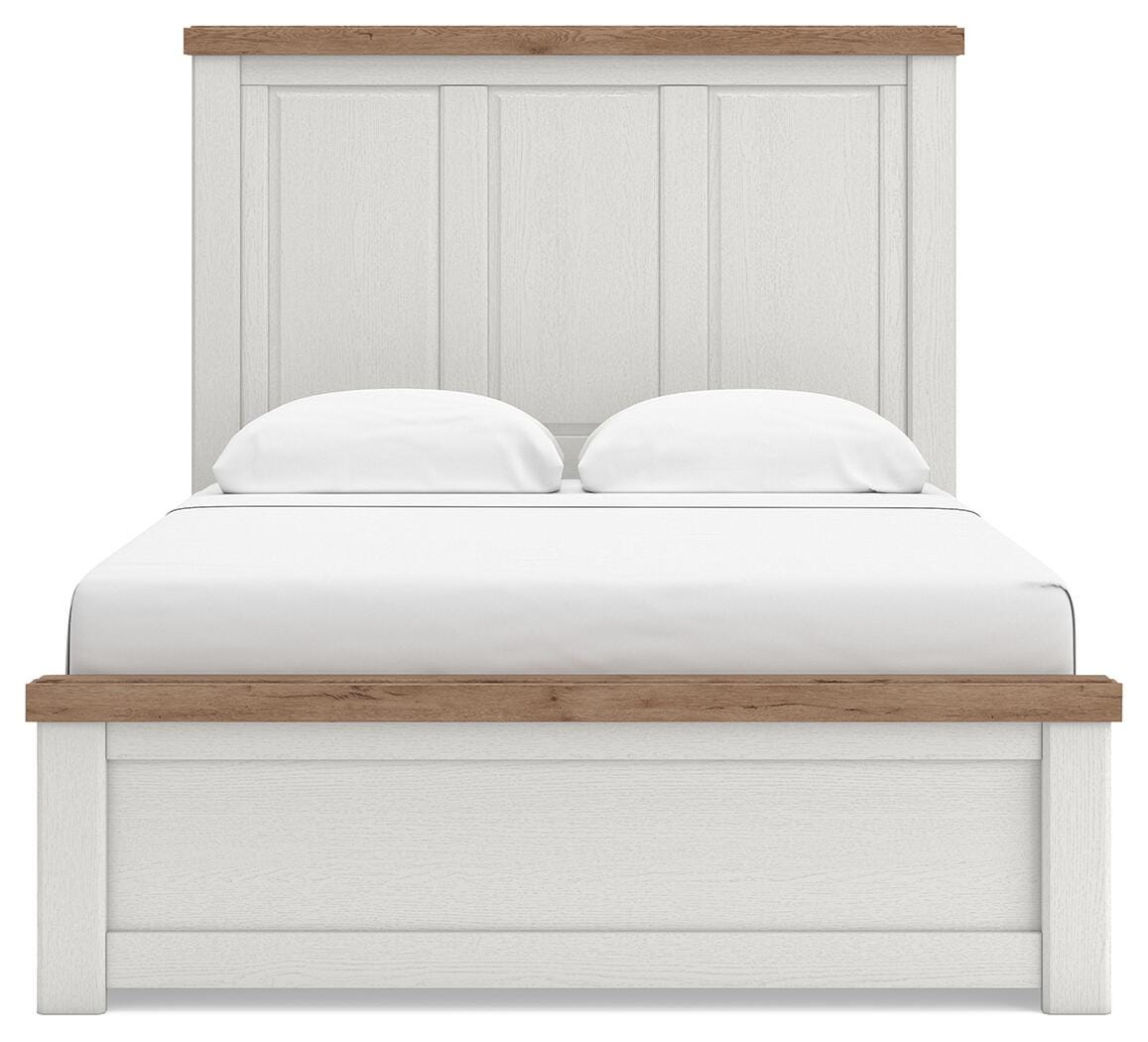 Savonport White/Brown Queen Panel Bed with Storage view 5