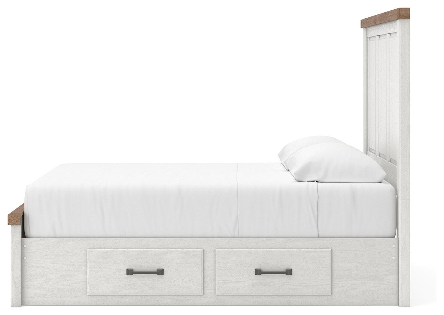 Savonport White/Brown Queen Panel Bed with Storage view 3